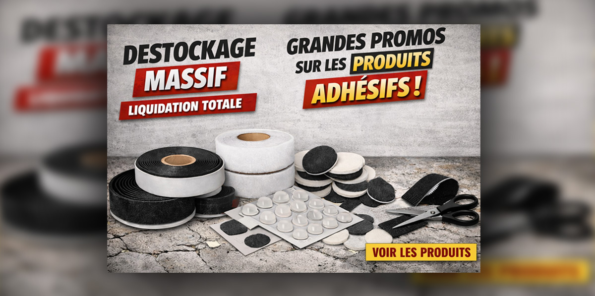 Déstockage adhésifs velcro tesa butées adhésives